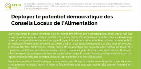 Déployer le potentiel démocratique des Conseils Locaux de l'Alimentation